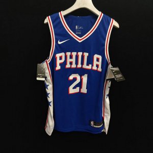 Joel Embiid 21 Philadelphia 76ers jersey blue player version